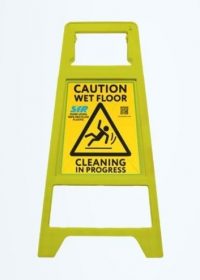 Yellow A-Frame Sign Caution Wet Floor & Cleaning in Progress - Recycled Plastic