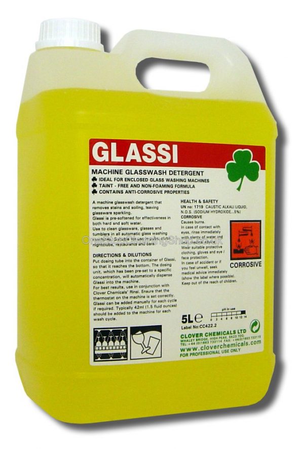 GLASSI CLOVER CHEMICAL 5 LITRE MACHINE GLASS GLASSWARE WASH