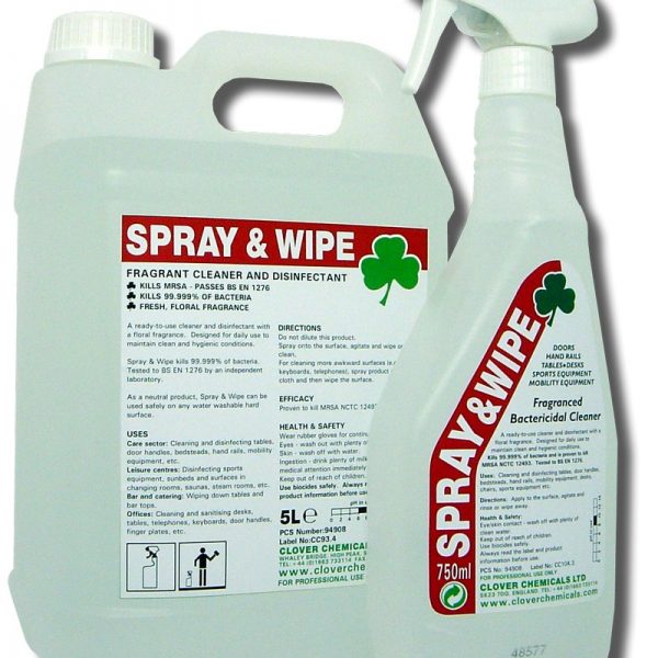 Clover Spray & Wipe - Bactericidal & De-odourising Cleaner