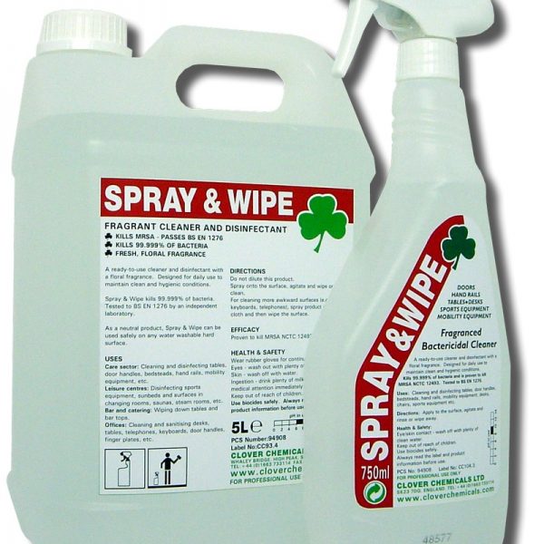 Clover Spray & Wipe - Bactericidal & Deodourising Cleaner