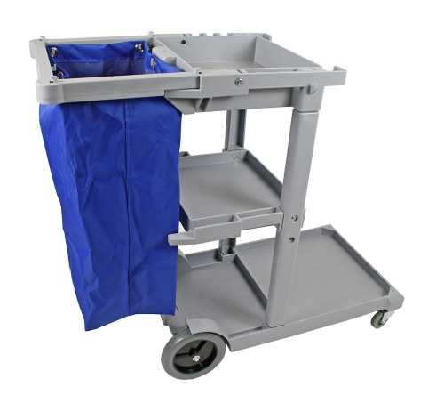 Compact Cleaners Cart 98cm high x 142cm long x 49cm deep. Vinyl Sack & 2 Trays