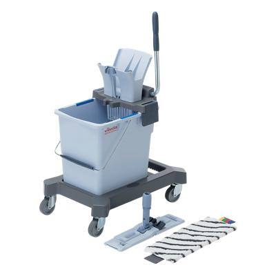 Vileda 25L UltraSpeed Mop Kit on Castors includes Bucket, Wringer, Wheeled Base, Mop Frame, 1 x Microfibre Mop - NO HANDLE