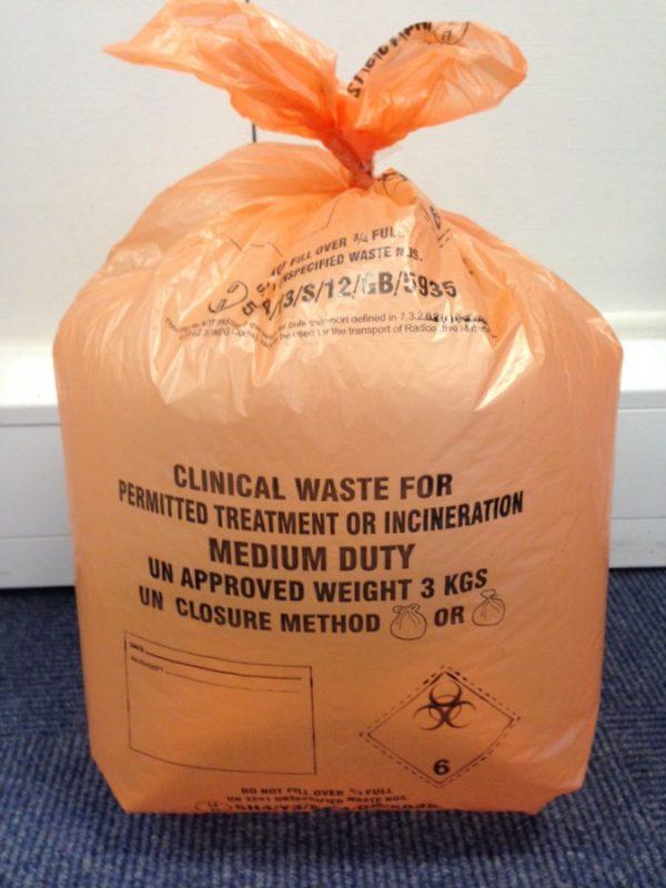 ORANGE CLINICAL WASTE SACKS RUBBISH BIN BAGS