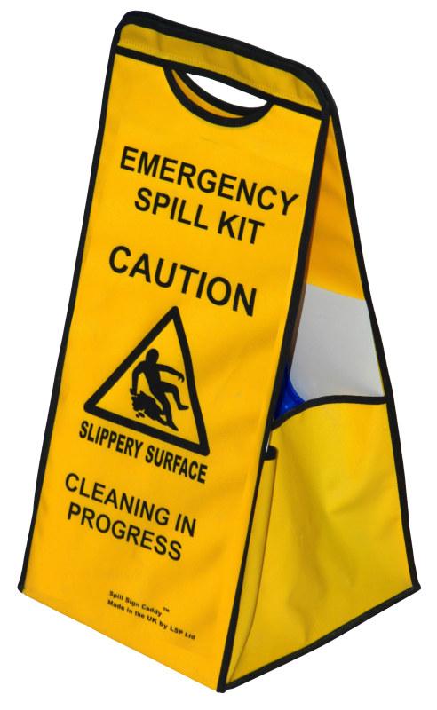 SPILL SIGN CADDY KIT CAUTION CLEANING IN PROGRESS