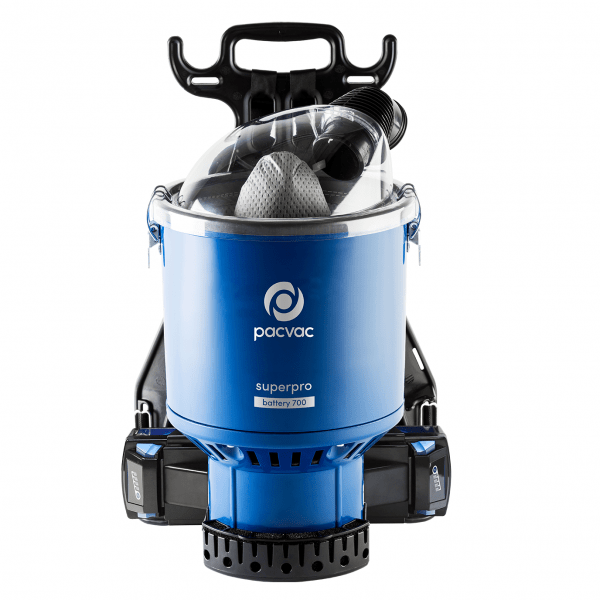 Pacvac VB700B Battery Backpack Vac c/w 4 Batteries