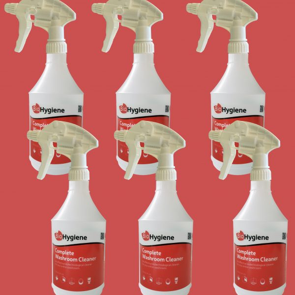 6 x Screen-Printed Complete Washroom Cleaner - Empty Trigger Spray Bottles