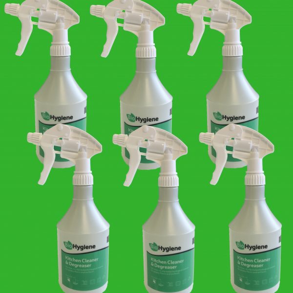 6 x Screen-Printed Kitchen Cleaner & Degreaser - Empty Trigger Spray Bottles