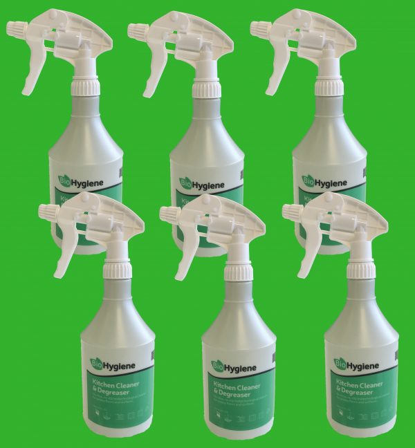 6 trigger bottles for bio hygiene kitchen cleaner and degreaser