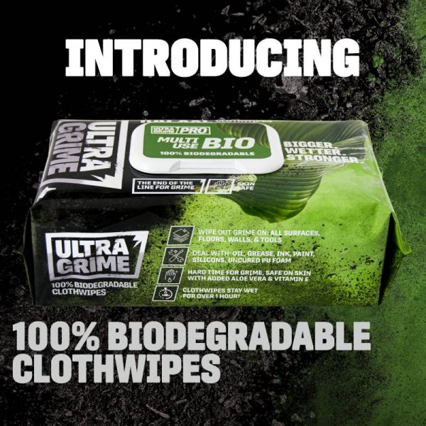 biodegradable wipes in green & black packet