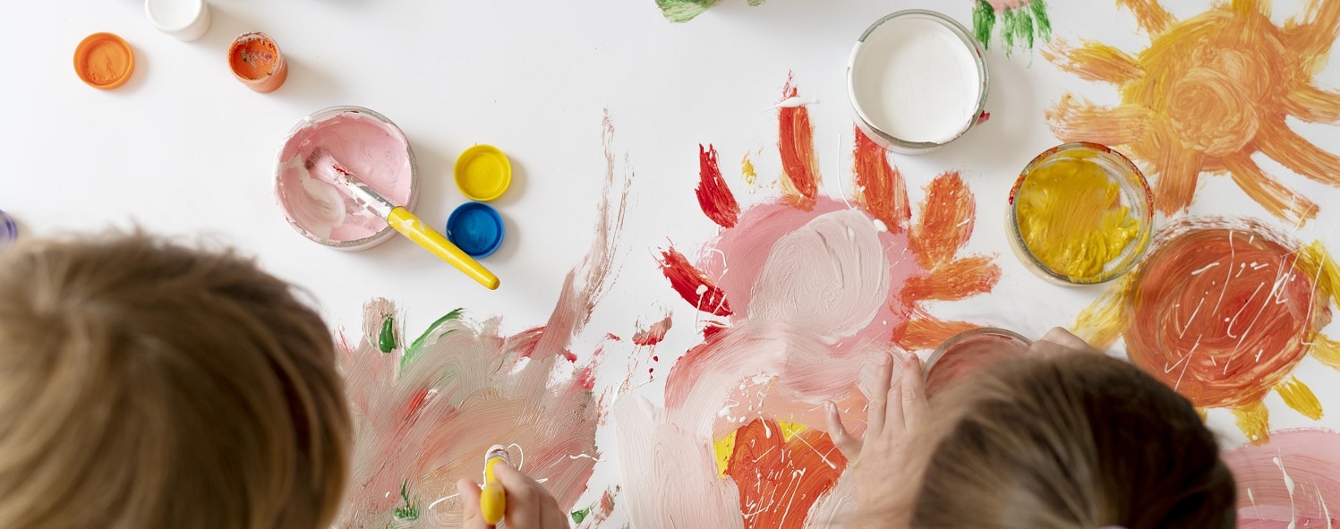 messy play painting with kids